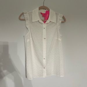 NEW Tags Lilly Pulitzer resort white eyelet blouse